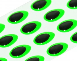 3D Epoxy Teardrop Eyes, Fluo Green, 7 mm